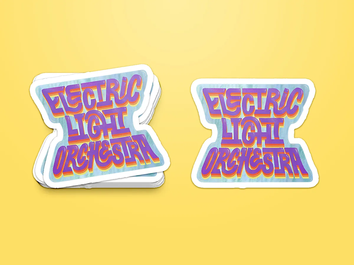 Pile de stickers du lettrage Electric Light Orchestra