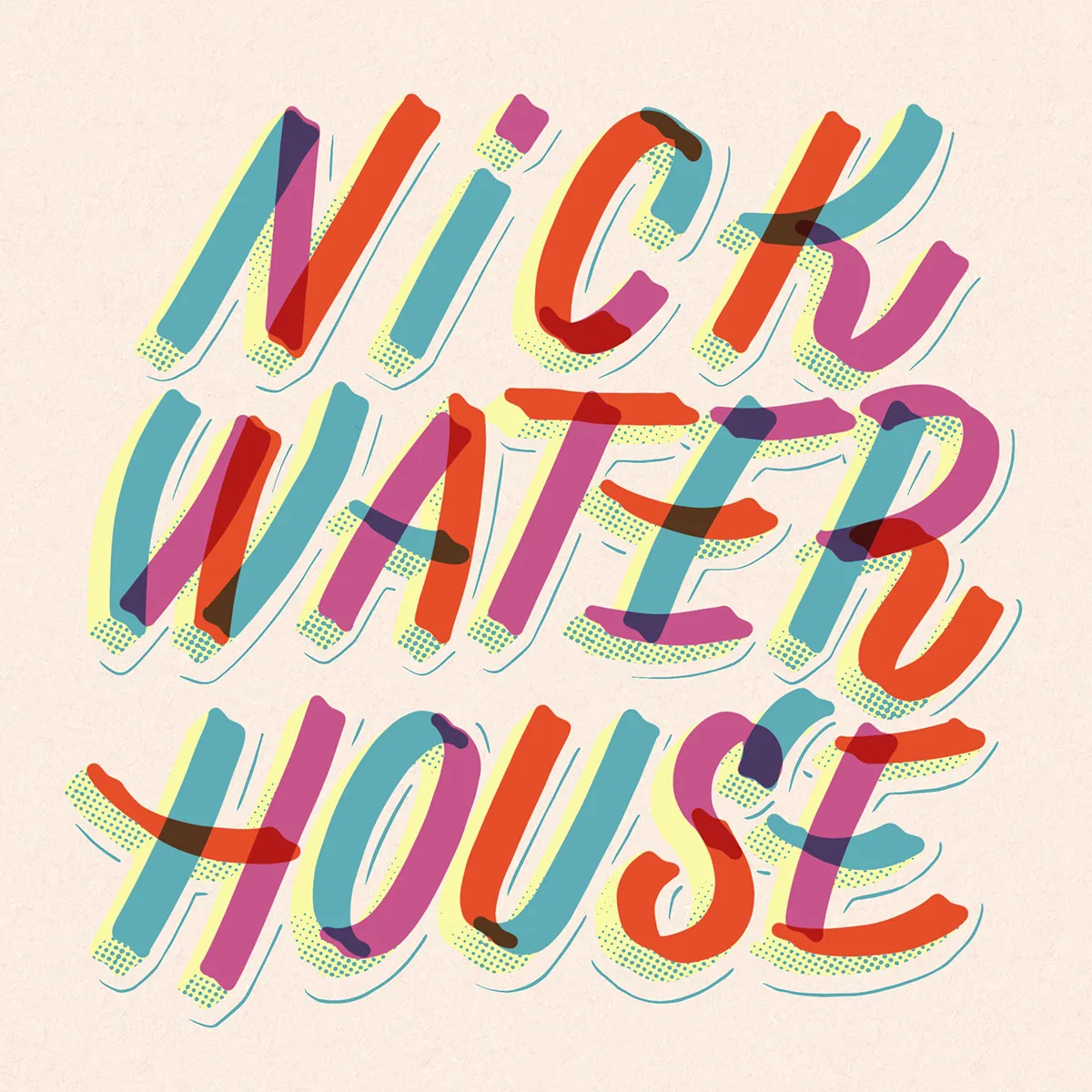 Stroke Lettering rendant hommage en 4 couleurs à Nick Waterhouse