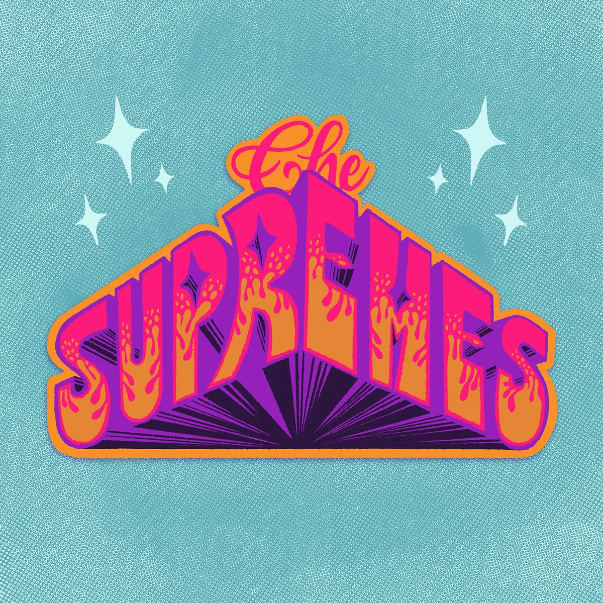 Groovy Lettering rendant hommage à The Supremes, dans une ambiance ultra vitaminée.