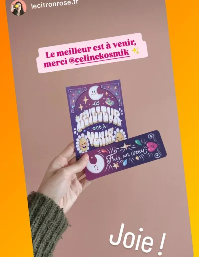 Post instagram montrant des cartes que j'ai envoyé